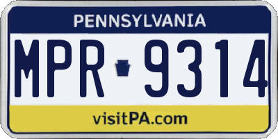 PA license plate MPR9314