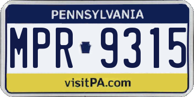 PA license plate MPR9315