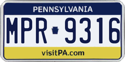 PA license plate MPR9316