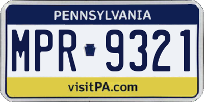 PA license plate MPR9321
