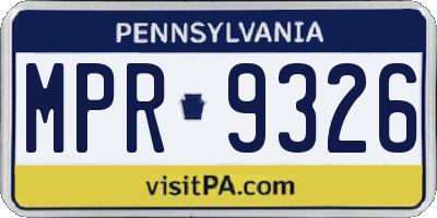 PA license plate MPR9326