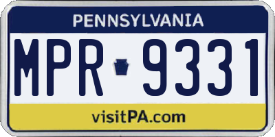 PA license plate MPR9331