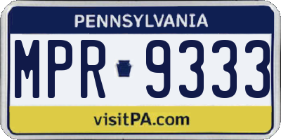 PA license plate MPR9333