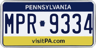 PA license plate MPR9334