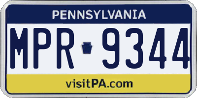 PA license plate MPR9344