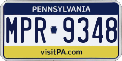 PA license plate MPR9348