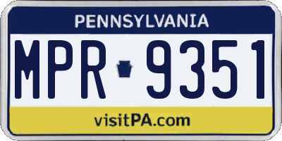 PA license plate MPR9351
