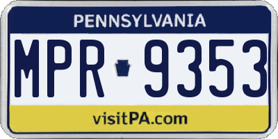 PA license plate MPR9353