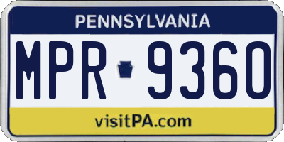 PA license plate MPR9360