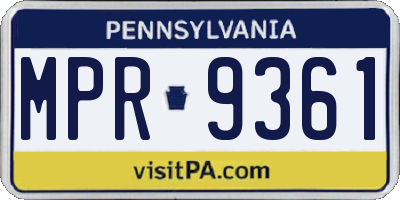 PA license plate MPR9361