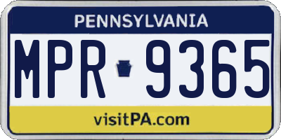 PA license plate MPR9365