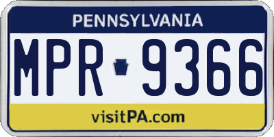 PA license plate MPR9366