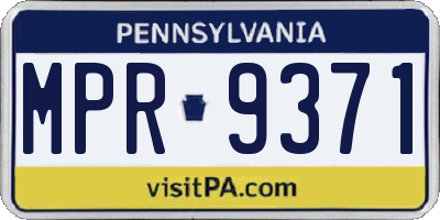 PA license plate MPR9371