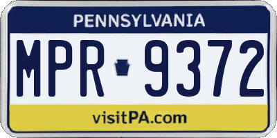 PA license plate MPR9372