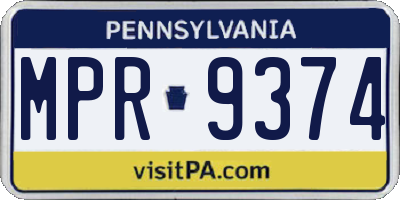 PA license plate MPR9374