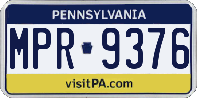 PA license plate MPR9376