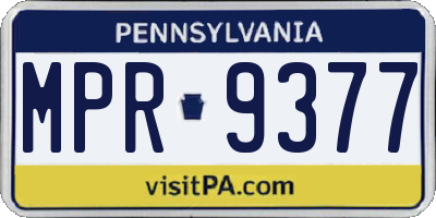 PA license plate MPR9377