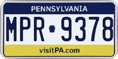 PA license plate MPR9378