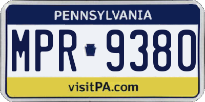 PA license plate MPR9380