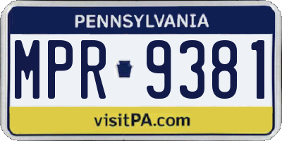 PA license plate MPR9381