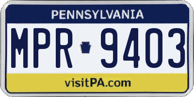 PA license plate MPR9403
