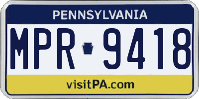 PA license plate MPR9418