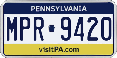 PA license plate MPR9420