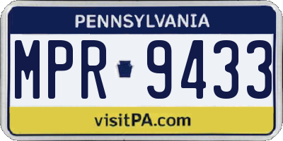 PA license plate MPR9433