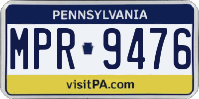 PA license plate MPR9476