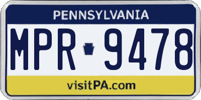 PA license plate MPR9478
