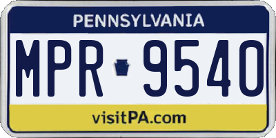 PA license plate MPR9540