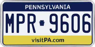 PA license plate MPR9606