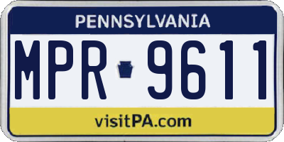 PA license plate MPR9611