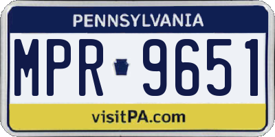 PA license plate MPR9651