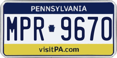 PA license plate MPR9670