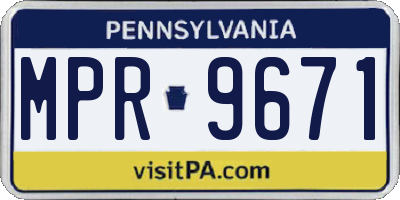 PA license plate MPR9671