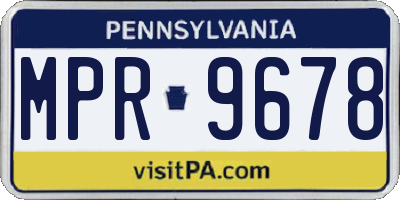 PA license plate MPR9678