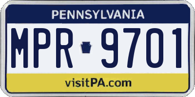 PA license plate MPR9701