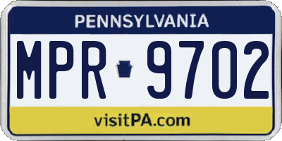 PA license plate MPR9702