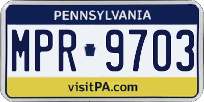 PA license plate MPR9703