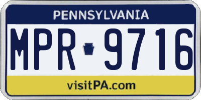 PA license plate MPR9716