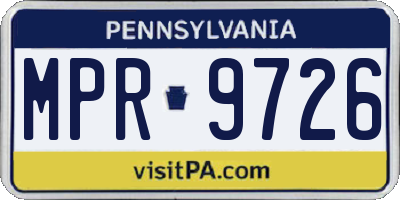 PA license plate MPR9726