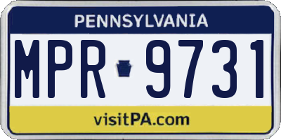 PA license plate MPR9731