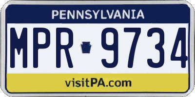 PA license plate MPR9734