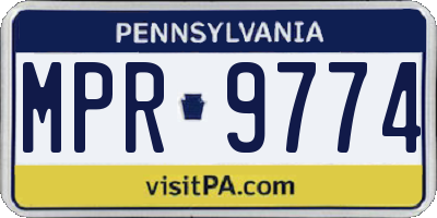 PA license plate MPR9774