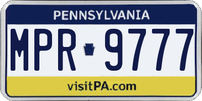 PA license plate MPR9777