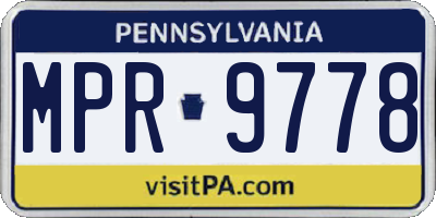 PA license plate MPR9778