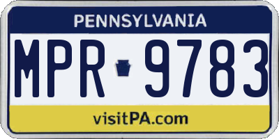 PA license plate MPR9783