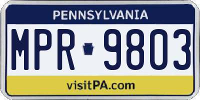 PA license plate MPR9803