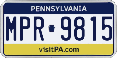 PA license plate MPR9815